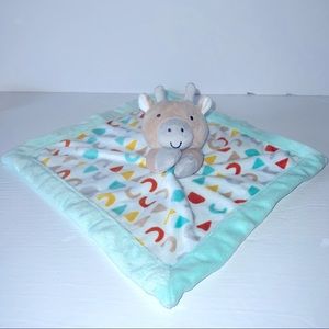 Lullaby Lane Security Rattle Blanket Giraffe Lovey Tan Mint Green Plush Toy